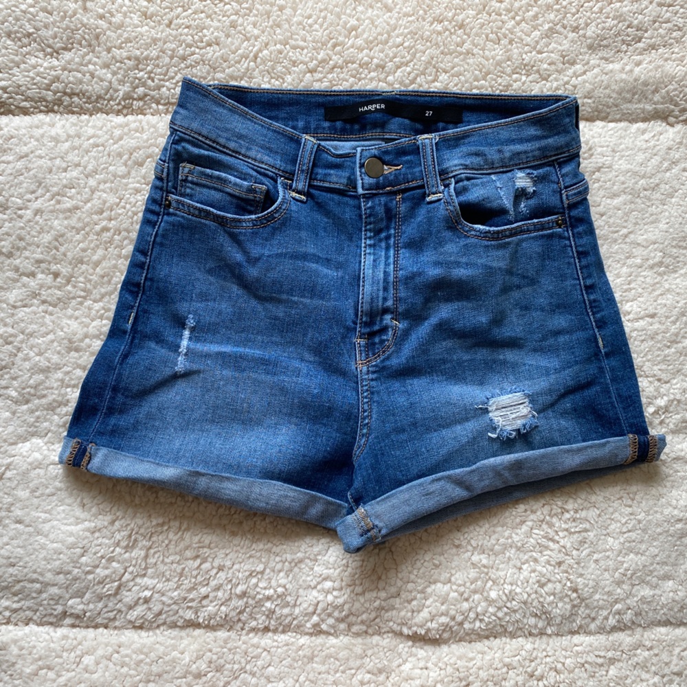 Harper Mid-rise distressed denim shorts from Francesca’s